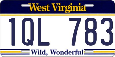 WV license plate 1QL783