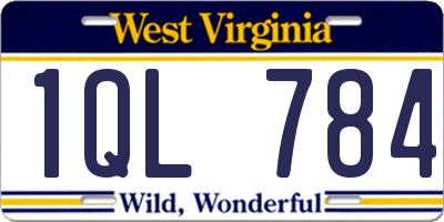 WV license plate 1QL784