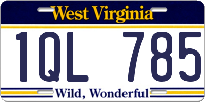 WV license plate 1QL785