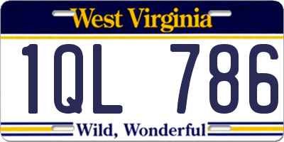 WV license plate 1QL786