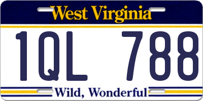 WV license plate 1QL788