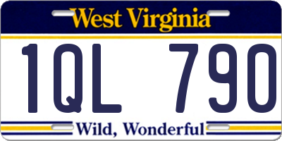 WV license plate 1QL790