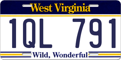 WV license plate 1QL791