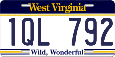 WV license plate 1QL792