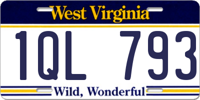 WV license plate 1QL793