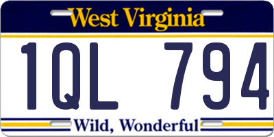 WV license plate 1QL794