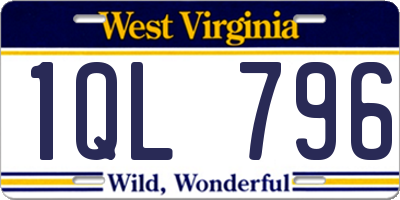 WV license plate 1QL796