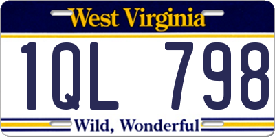 WV license plate 1QL798