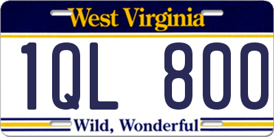 WV license plate 1QL800