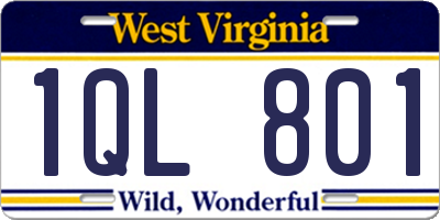 WV license plate 1QL801