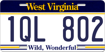 WV license plate 1QL802