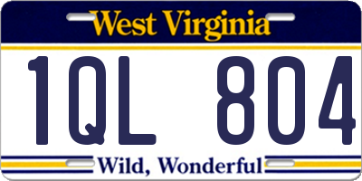 WV license plate 1QL804