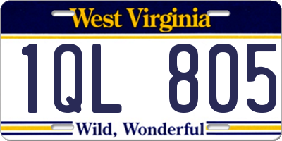 WV license plate 1QL805