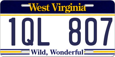 WV license plate 1QL807