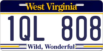 WV license plate 1QL808