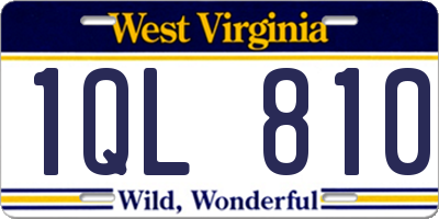 WV license plate 1QL810