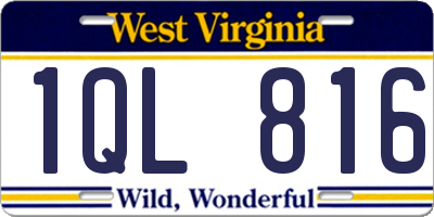 WV license plate 1QL816