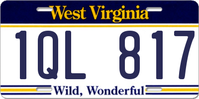 WV license plate 1QL817