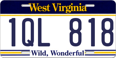 WV license plate 1QL818