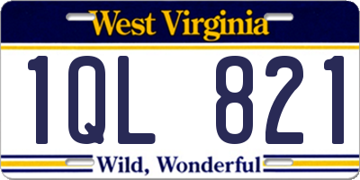 WV license plate 1QL821