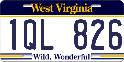 WV license plate 1QL826