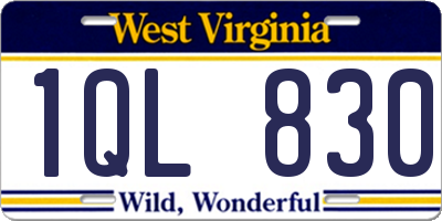 WV license plate 1QL830