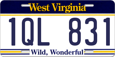 WV license plate 1QL831