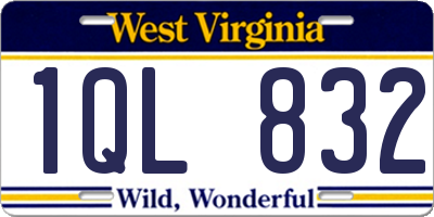 WV license plate 1QL832