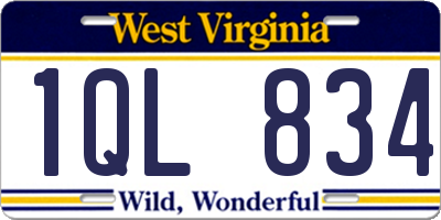 WV license plate 1QL834