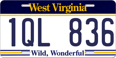 WV license plate 1QL836