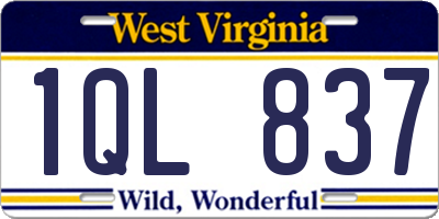 WV license plate 1QL837