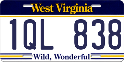 WV license plate 1QL838