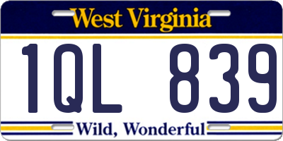 WV license plate 1QL839