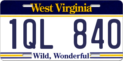 WV license plate 1QL840