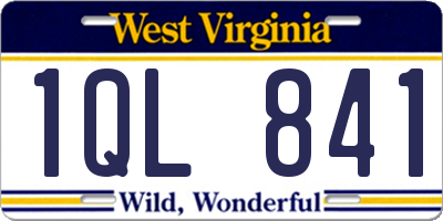 WV license plate 1QL841