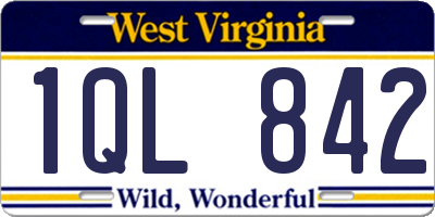 WV license plate 1QL842