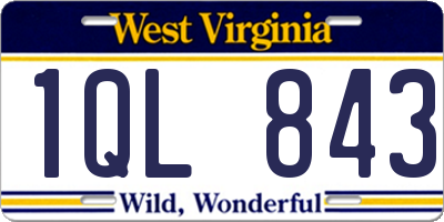 WV license plate 1QL843