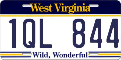 WV license plate 1QL844
