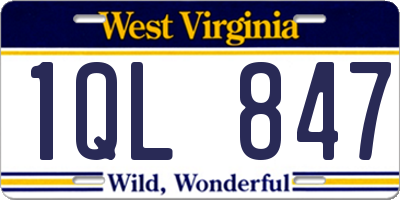WV license plate 1QL847