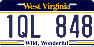WV license plate 1QL848