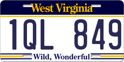 WV license plate 1QL849