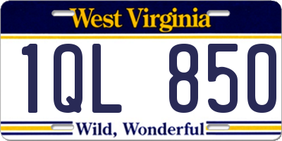 WV license plate 1QL850
