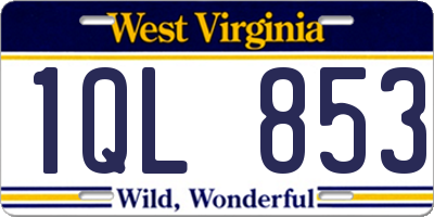 WV license plate 1QL853