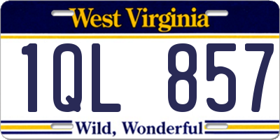 WV license plate 1QL857
