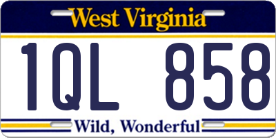 WV license plate 1QL858