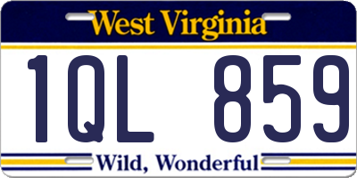 WV license plate 1QL859