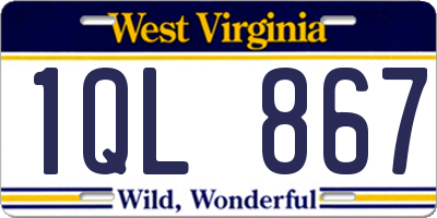WV license plate 1QL867