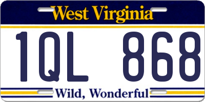 WV license plate 1QL868