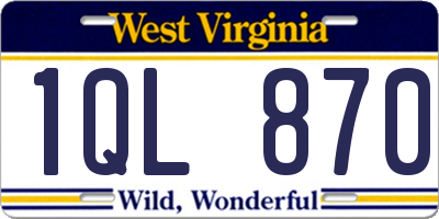 WV license plate 1QL870