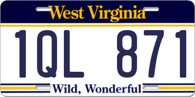 WV license plate 1QL871